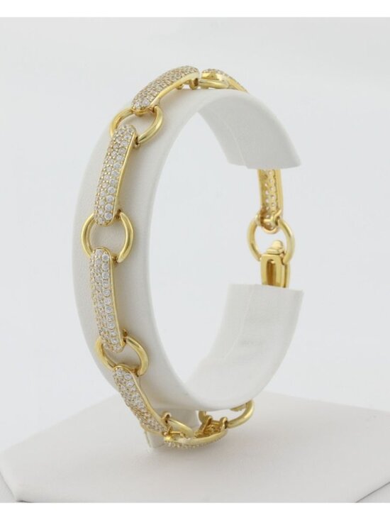 Unbranded Jewelry - 18k Gold Over Sterling Silver Sparkly Cubic Zirconia Bracelet 7 3/4" inch